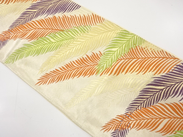 JAPANESE KIMONO / ANTIQUE FUKURO OBI / SILK / WOVEN FERN